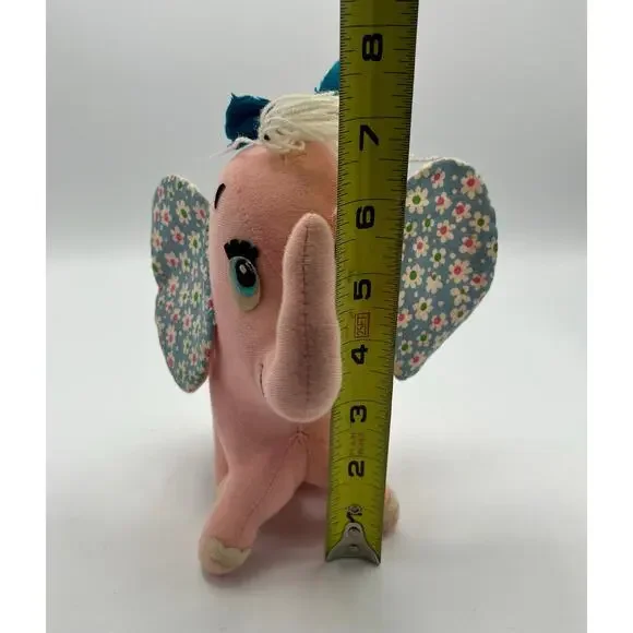 Vintage 70s Dream Pets R.Dakin & Co Dream Pets Pink Elephant Plush Flower Ears - Picture 6 of 11